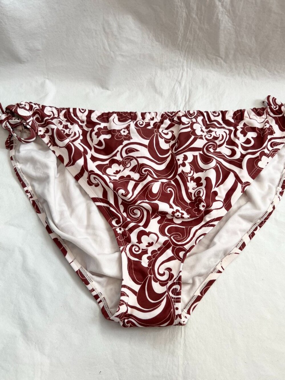Wild Fable bikini bottoms white brown floral swirl side tie Plus size 3X swim